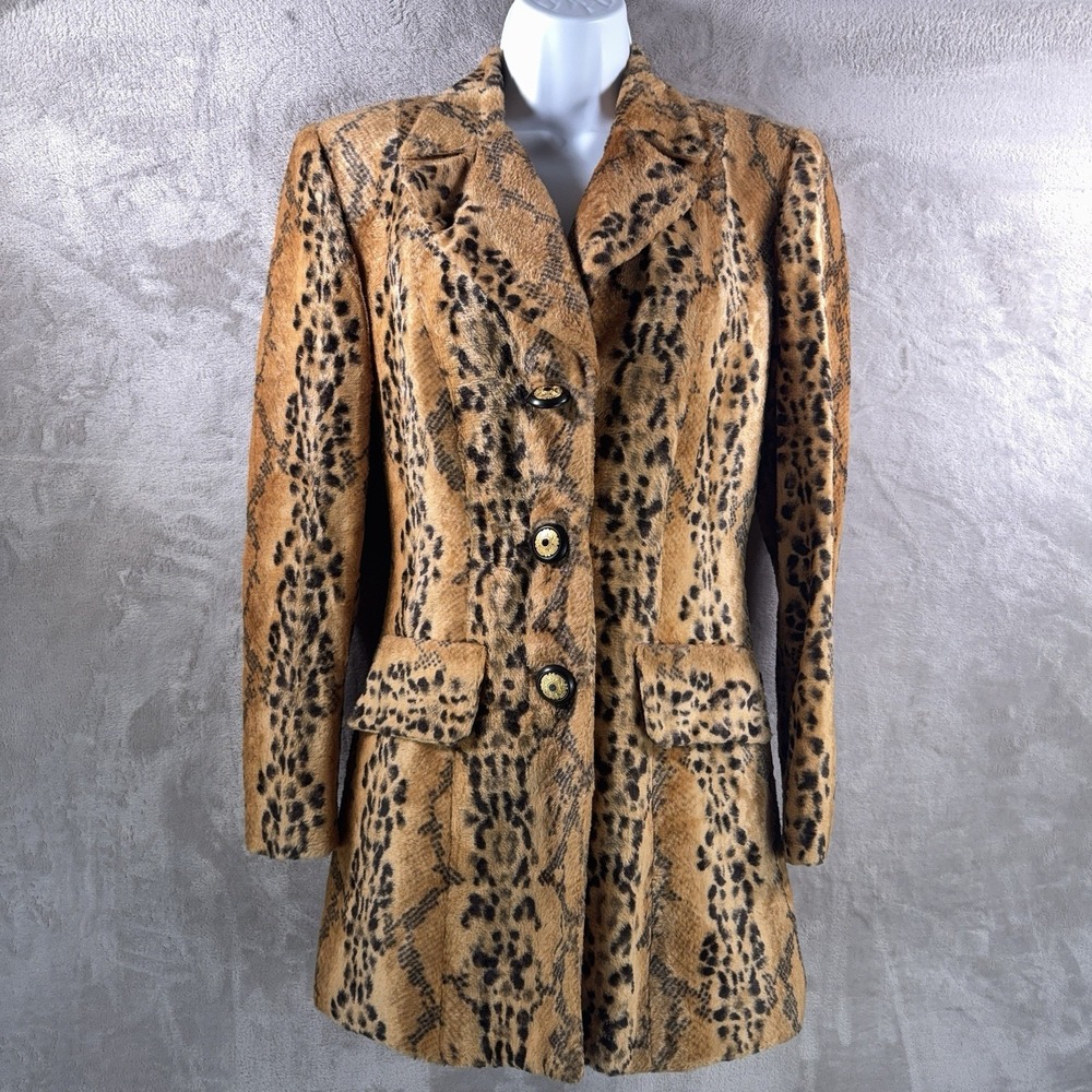 Alberto Makali x CACHE Blazer Womens Size 4 Leopard Print Y2K Glam Made‎ USA